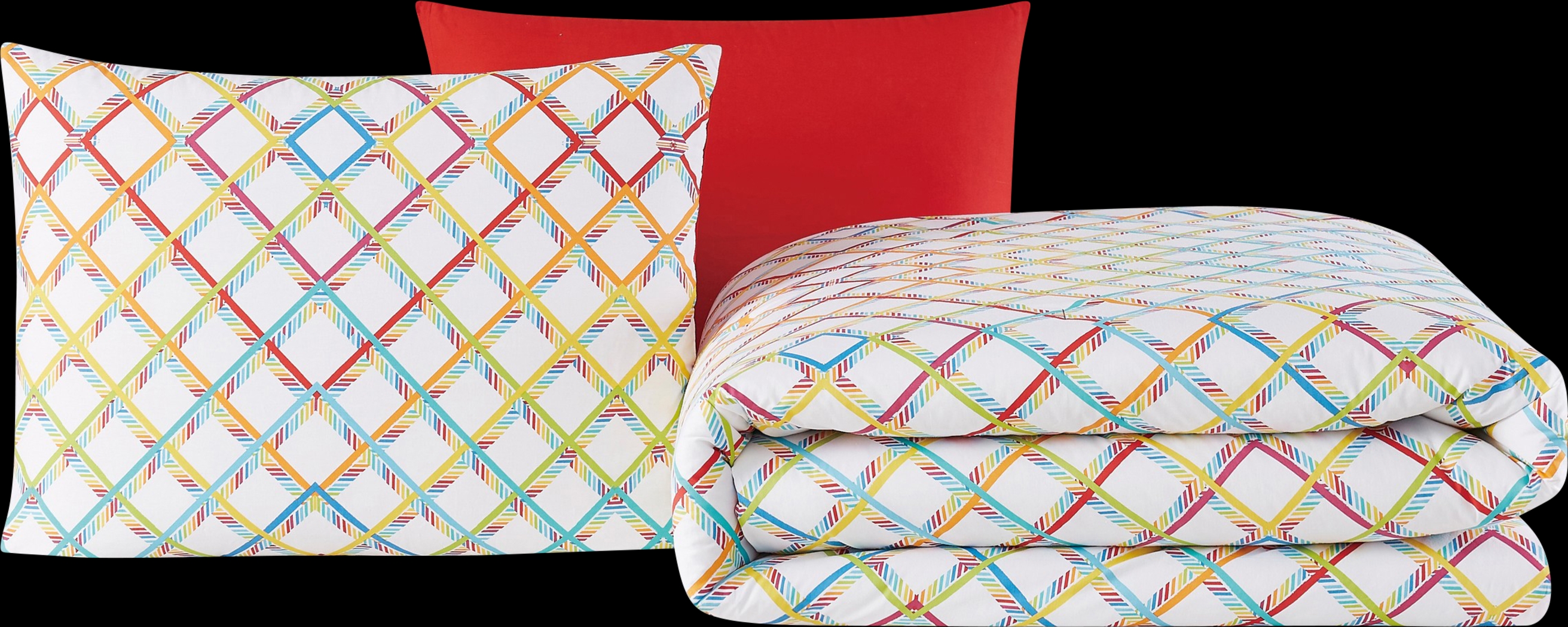 Kids Happy Plaid White 3 Pc Full Comforter Set - Thumbnail - Image 1