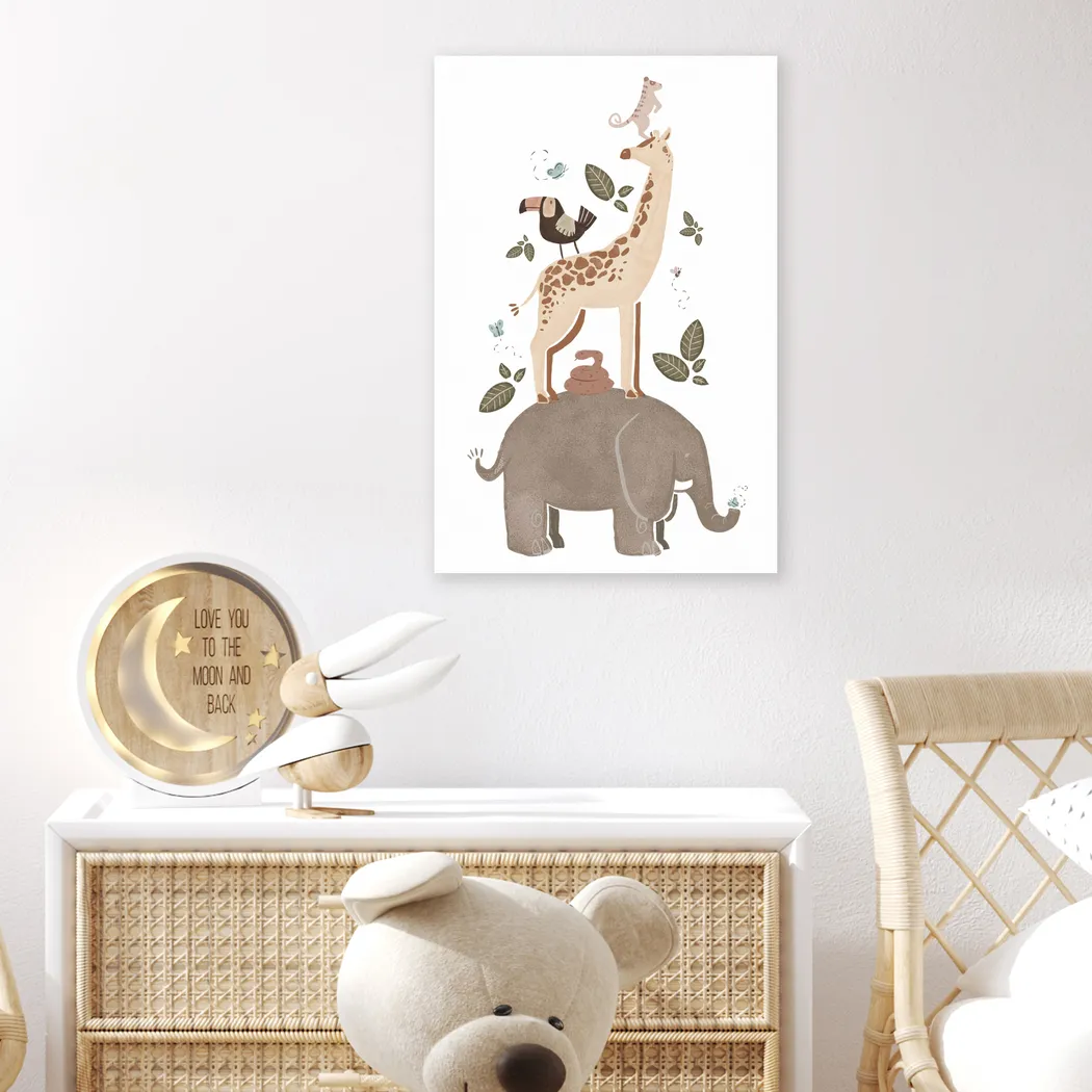 Kids Happy Safari Animals Brown Medium Wall Art - Thumbnail - Image 3