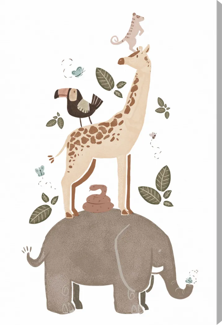 Kids Happy Safari Animals Brown Medium Wall Art - Thumbnail - Image 1