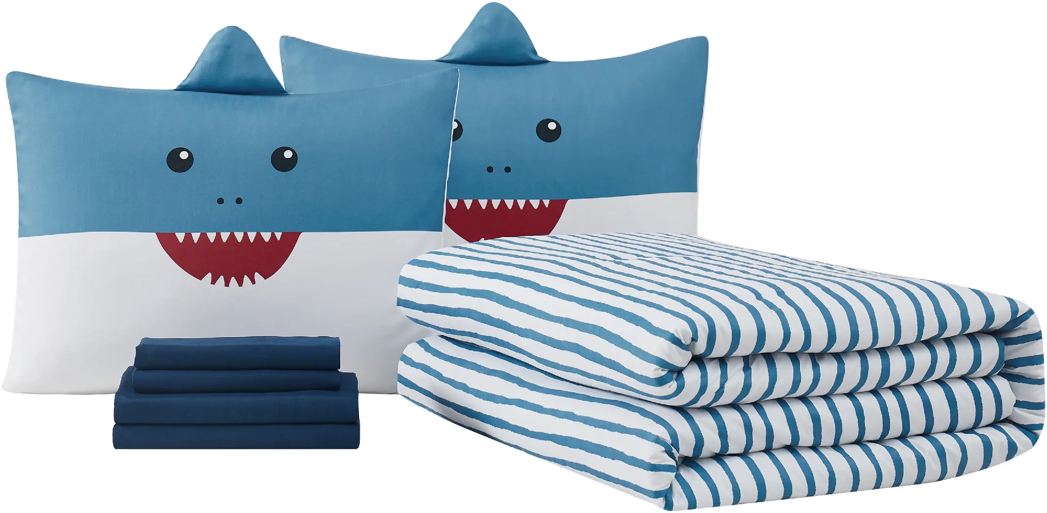 Kids Happy Shark Blue 5 Pc Twin Comforter Set - Thumbnail - Image 2