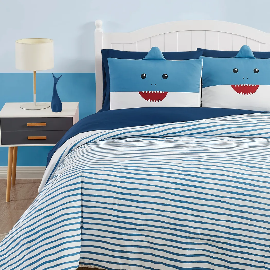 Kids Happy Shark Blue 5 Pc Twin Comforter Set - Thumbnail - Image 3