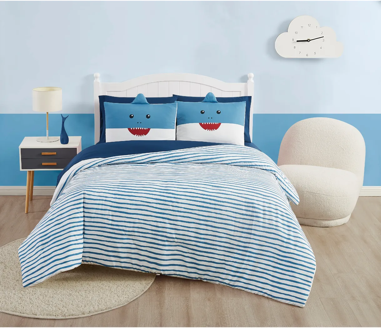 Kids Happy Shark Blue 5 Pc Twin Comforter Set - Thumbnail - Image 4