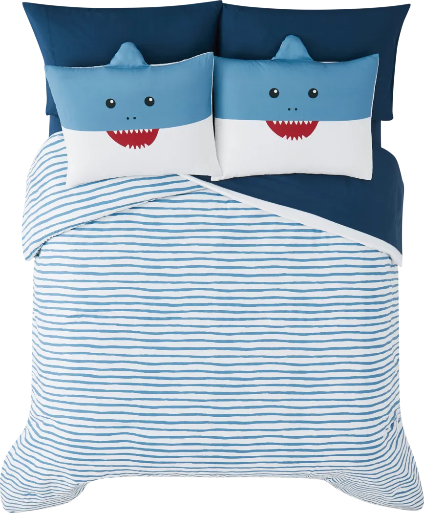 Kids Happy Shark Blue 5 Pc Twin Comforter Set - Thumbnail - Image 1
