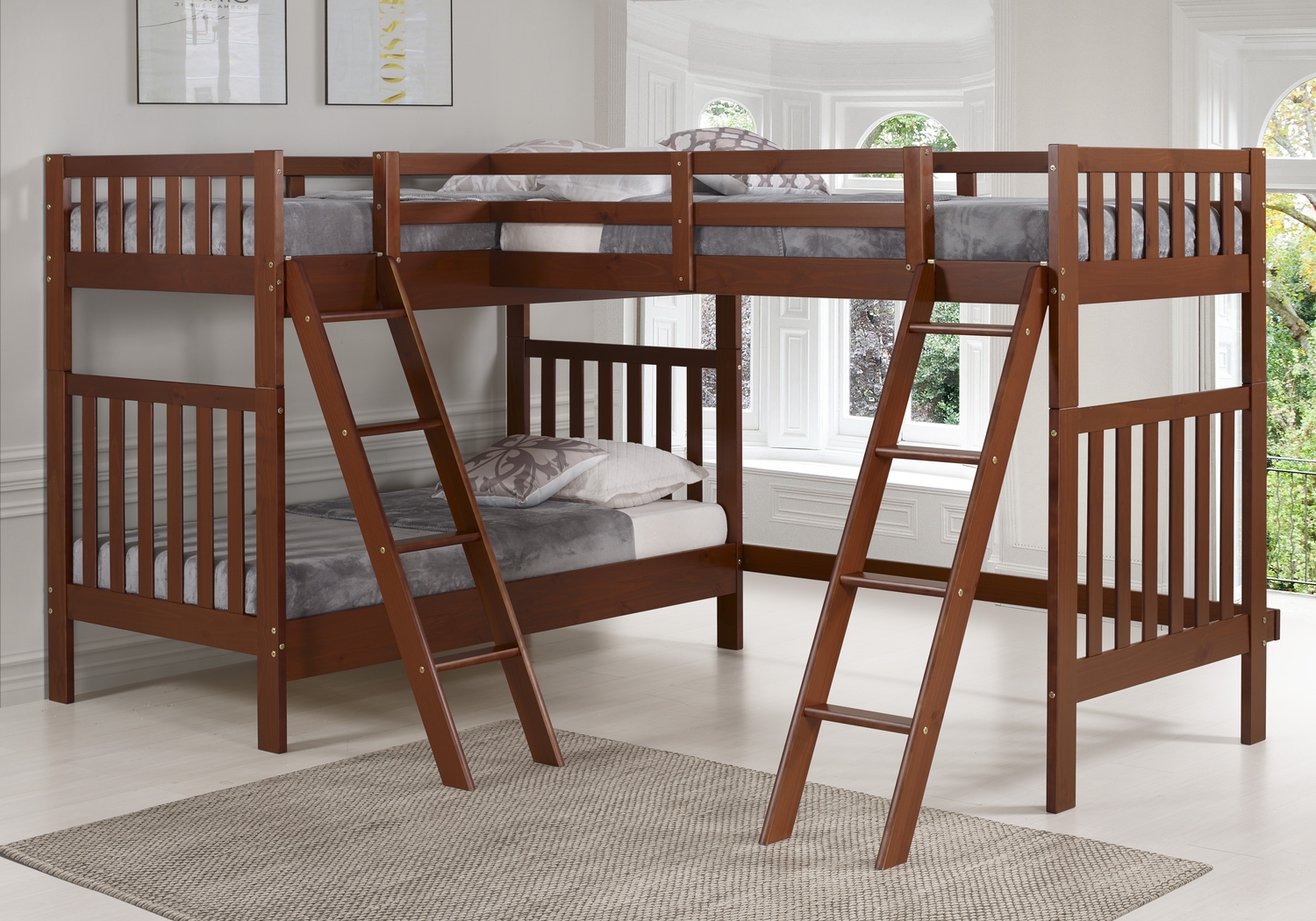 Kids Hartlams Chestnut Twin/Twin/Twin Bunk Bed - Thumbnail - Image 2