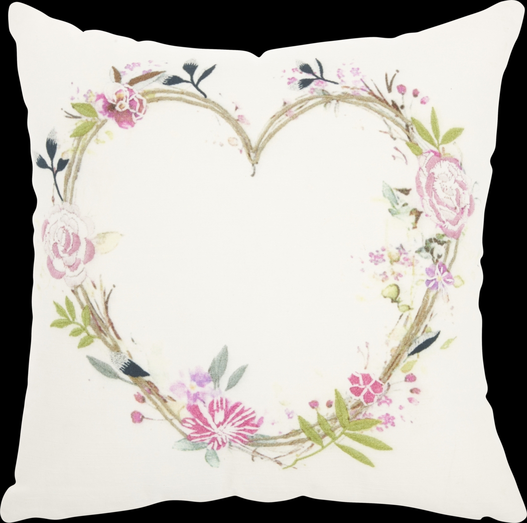 Kids Heart of Flowers White Accent Pillow - Thumbnail - Image 1