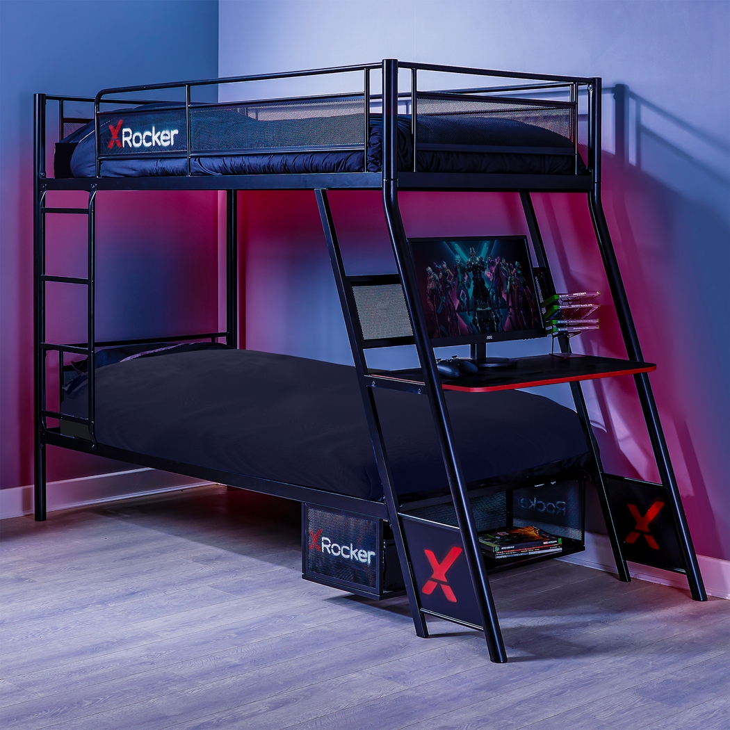 Kids Helenka Black Twin/Twin Gaming Bunk Bed - Thumbnail - Image 4