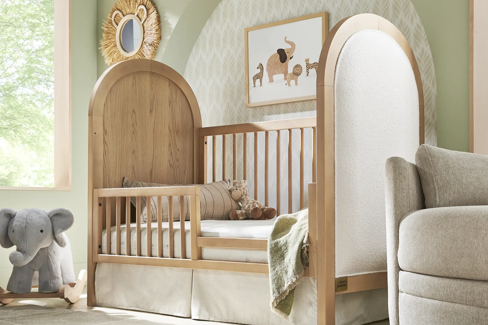 Kids Hidden Hills Light Oak 3-in-1 Convertible Crib with Toddler Rail - Image 5