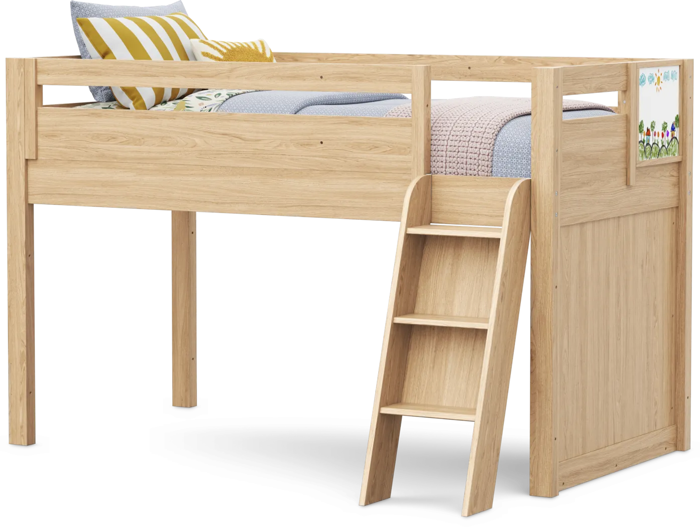 Kids Hidden Hills Light Oak Twin Loft Bed with Activity Panel - Thumbnail - Image 4
