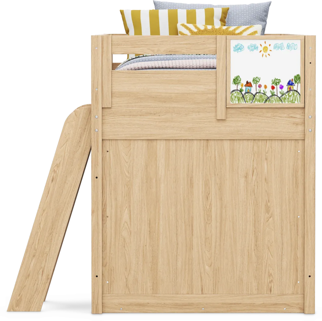 Kids Hidden Hills Light Oak Twin Loft Bed with Activity Panel - Image 5