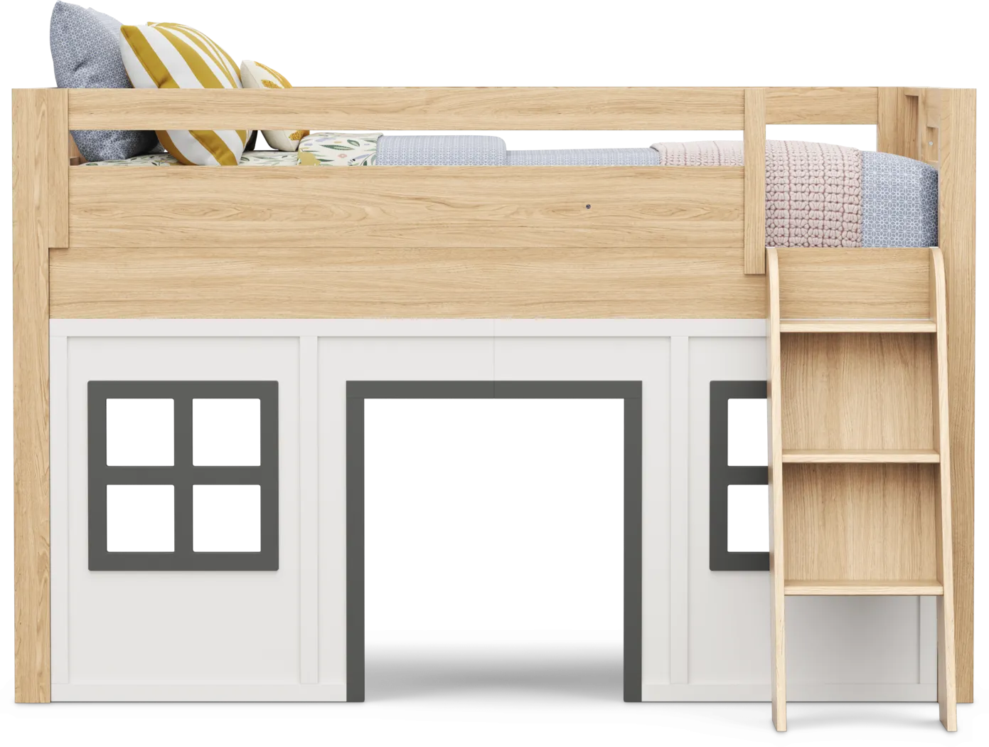 Kids Hidden Hills Light Oak Twin Low Loft Clubhouse with Activity Panel - Thumbnail - Image 3