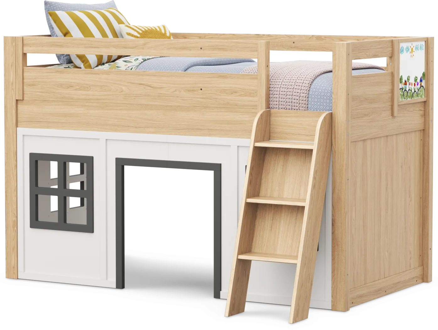 Kids Hidden Hills Light Oak Twin Low Loft Clubhouse with Activity Panel - Thumbnail - Image 4