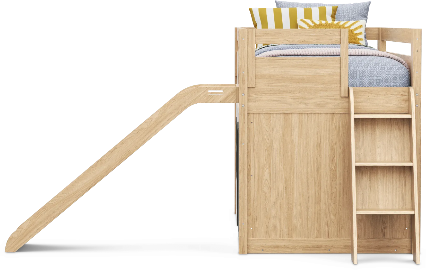Kids Hidden Hills Light Oak Twin Low Loft Clubhouse with Slide - Image 5