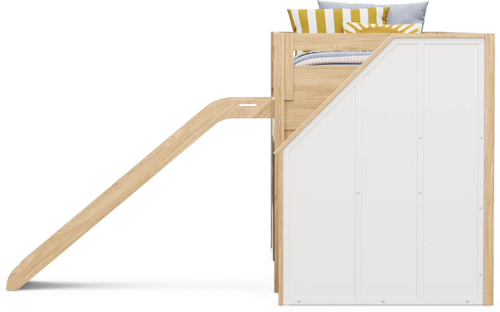 Kids Hidden Hills Light Oak Twin Low Loft Clubhouse with Steps and Slide - Image 5