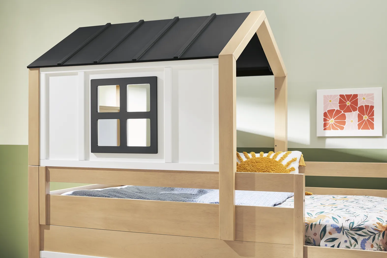 Kids Hidden Hills Light Oak Twin Low Loft Treehouse with Activity Panel - Image 9