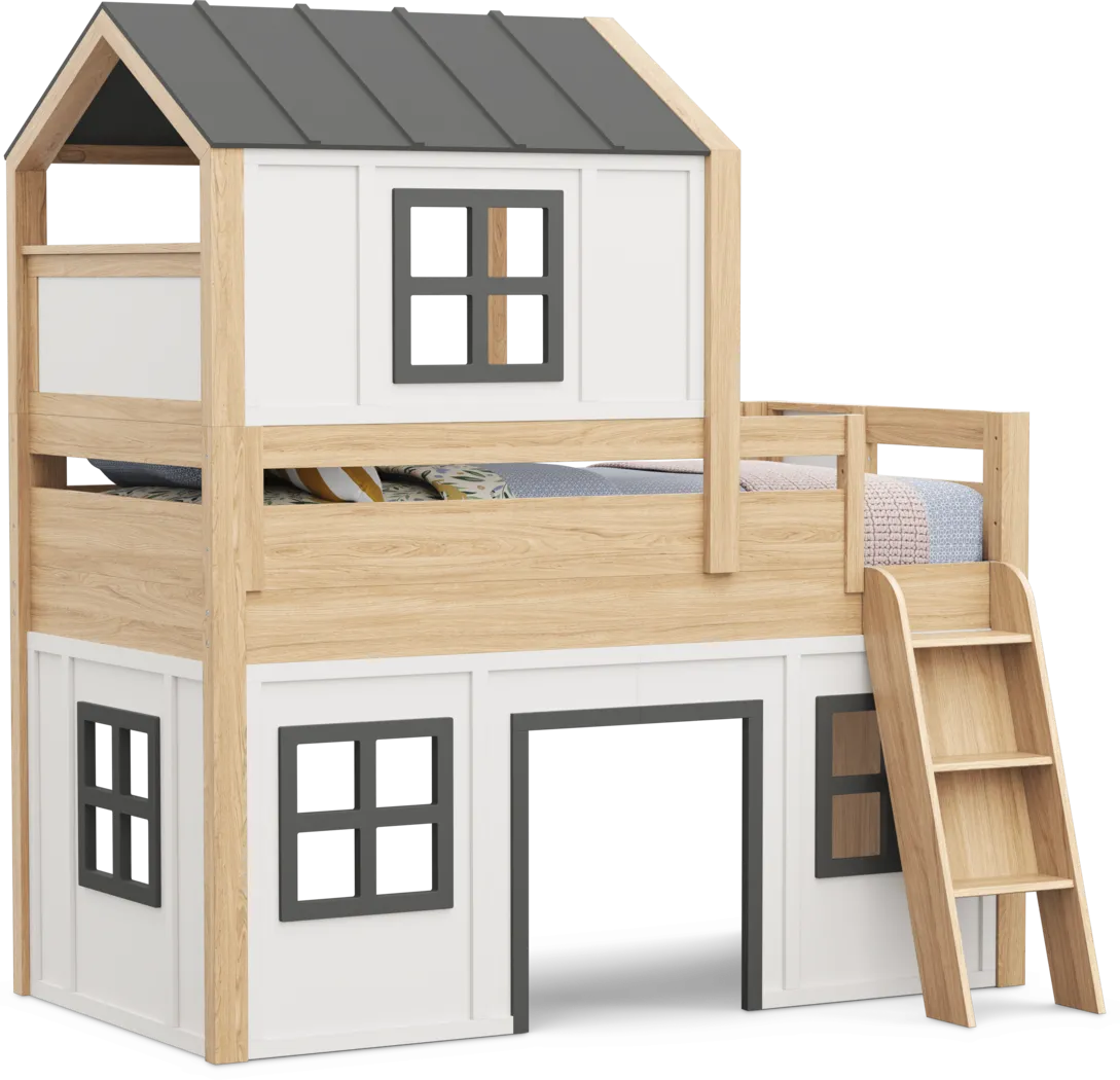 Kids Hidden Hills Light Oak Twin Low Loft Treehouse with Activity Panel - Thumbnail - Image 3