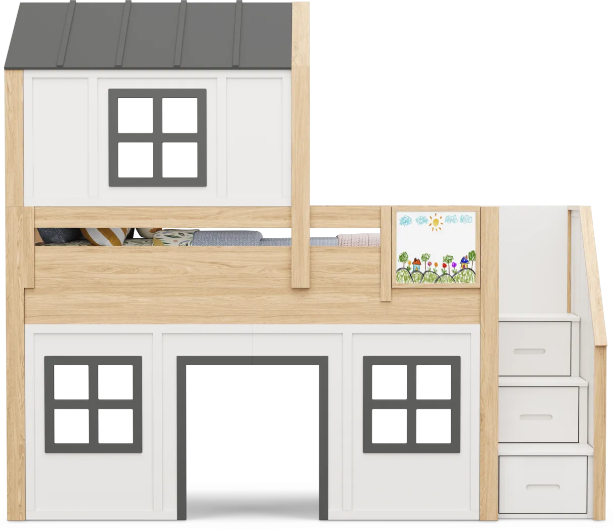 Kids Hidden Hills Light Oak Twin Low Loft Treehouse with Steps and Activity Panel - Thumbnail - Image 3