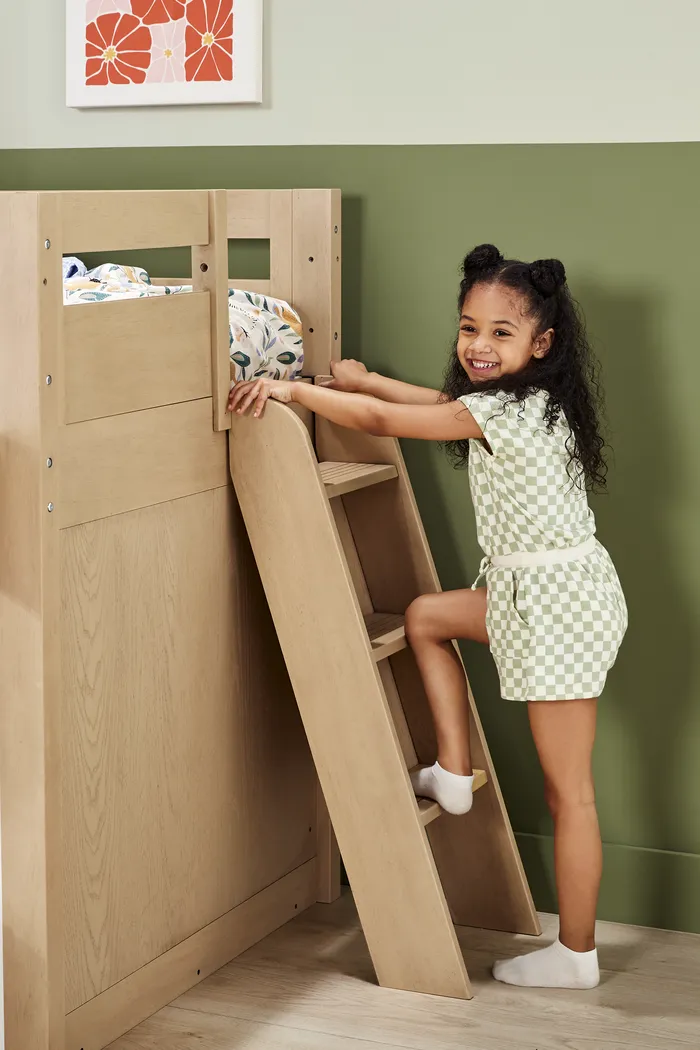 Kids Hidden Hills Light Oak Twin Low Loft with Slide - Image 7