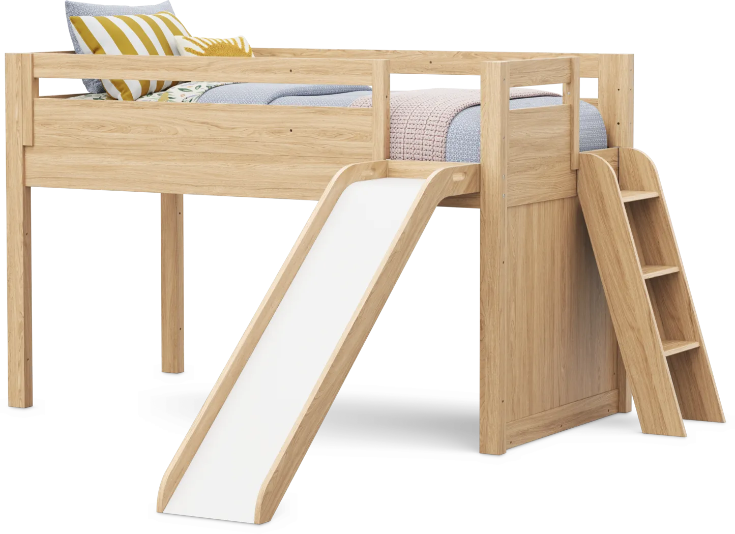 Kids Hidden Hills Light Oak Twin Low Loft with Slide - Image 5