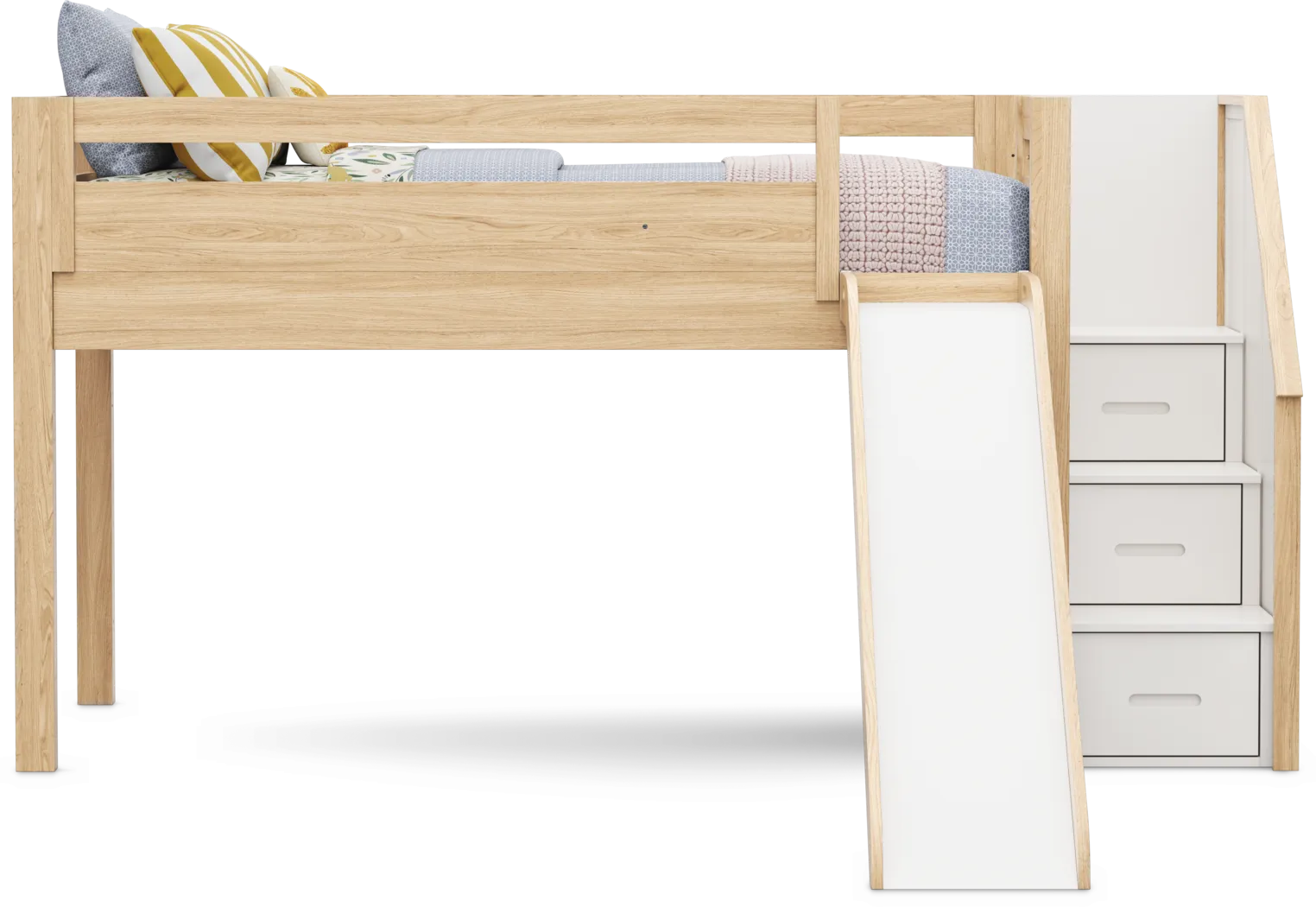 Kids Hidden Hills Light Oak Twin Low Loft with Steps and Slide - Thumbnail - Image 3