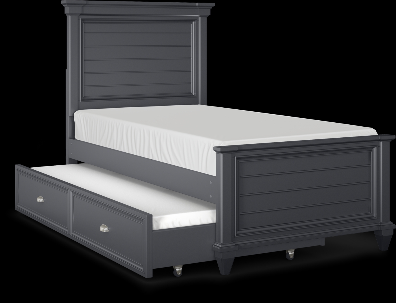 Kids Hilton Head Graphite 4 Pc Twin Panel Bed with Twin Storage Trundle - Thumbnail - Image 1