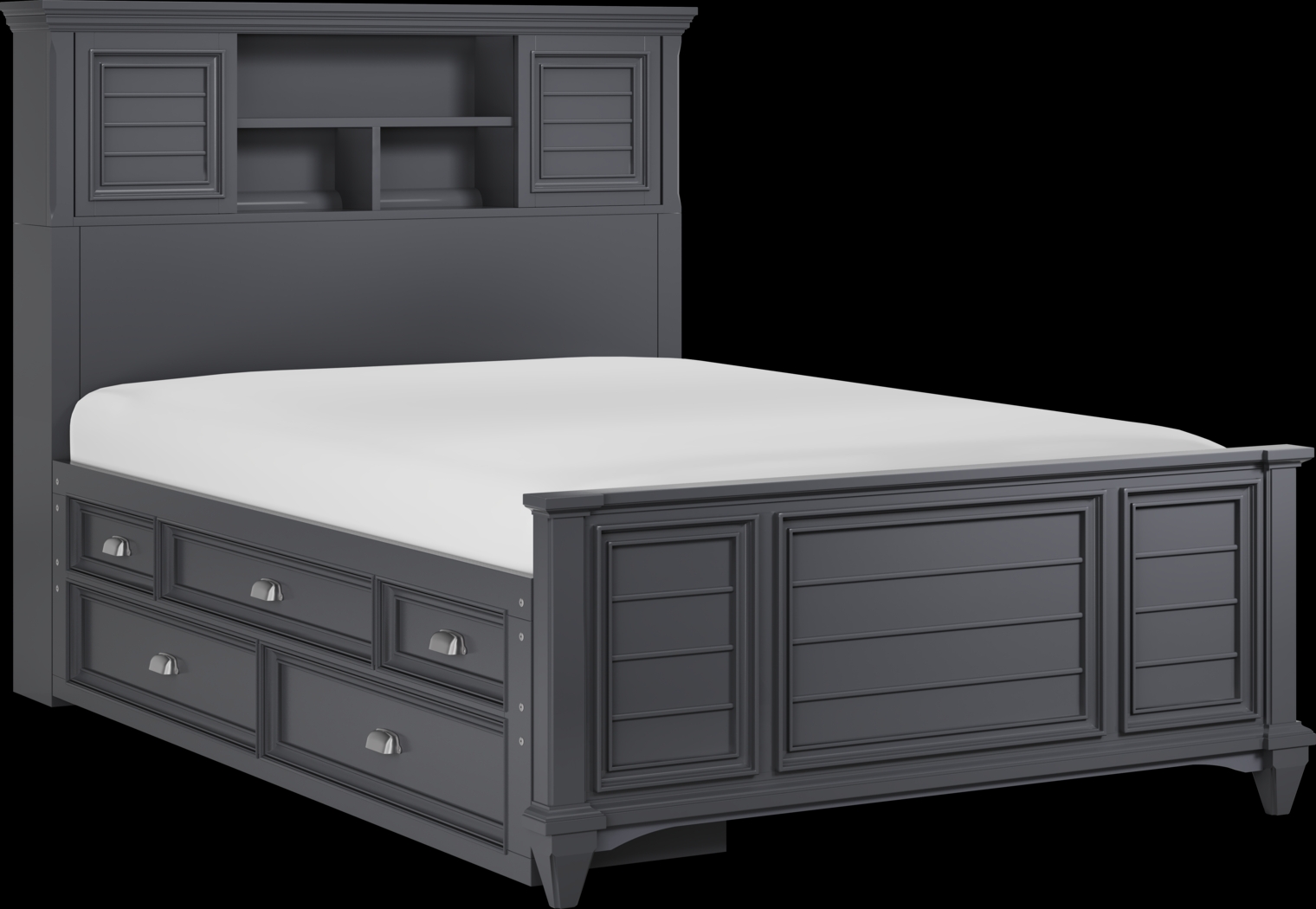 Kids Hilton Head Graphite Full Bookcase Bed with Storage Side Rail - Thumbnail - Image 1