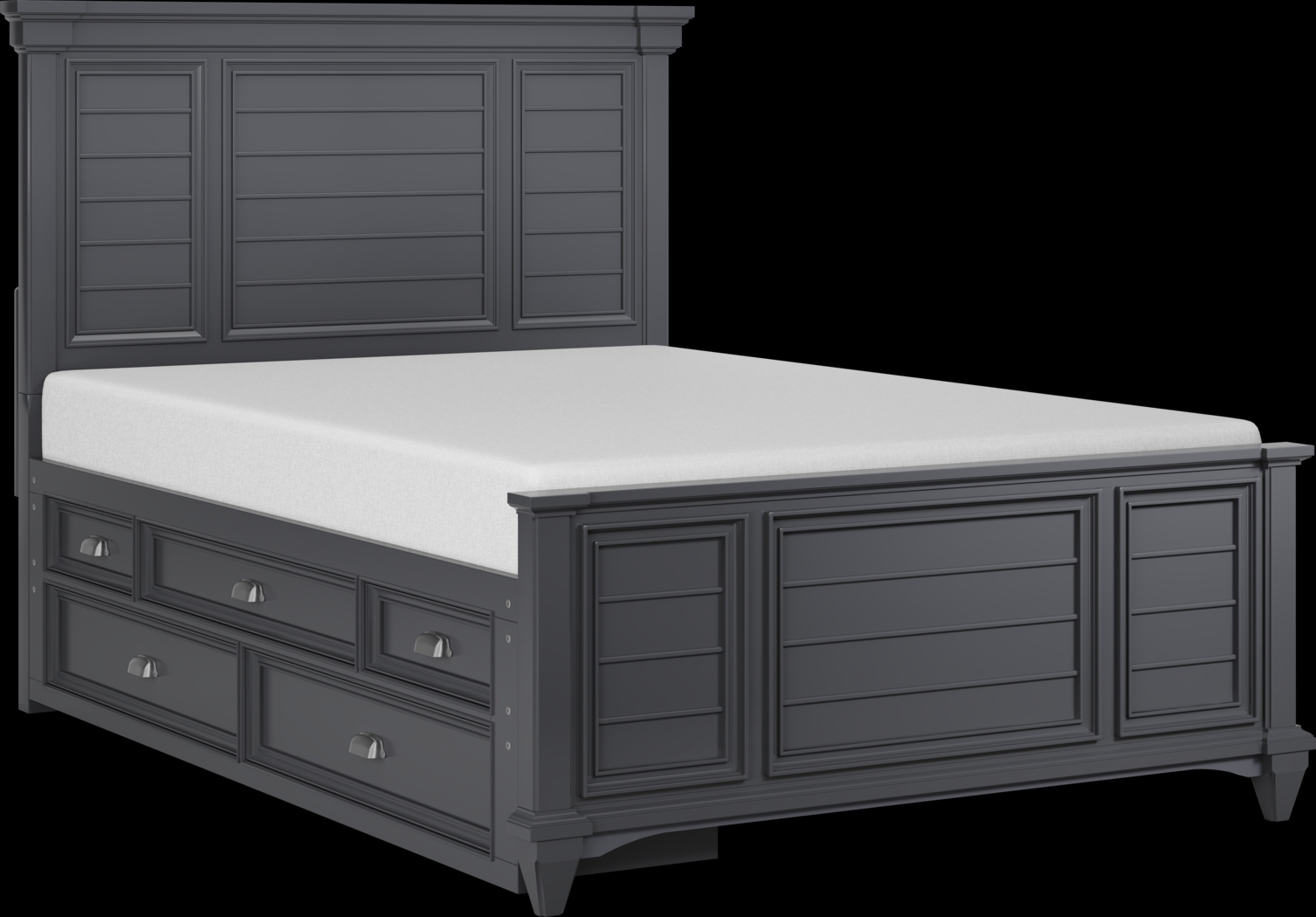 Kids Hilton Head Graphite Full Panel Bed with Storage Side Rail - Thumbnail - Image 1