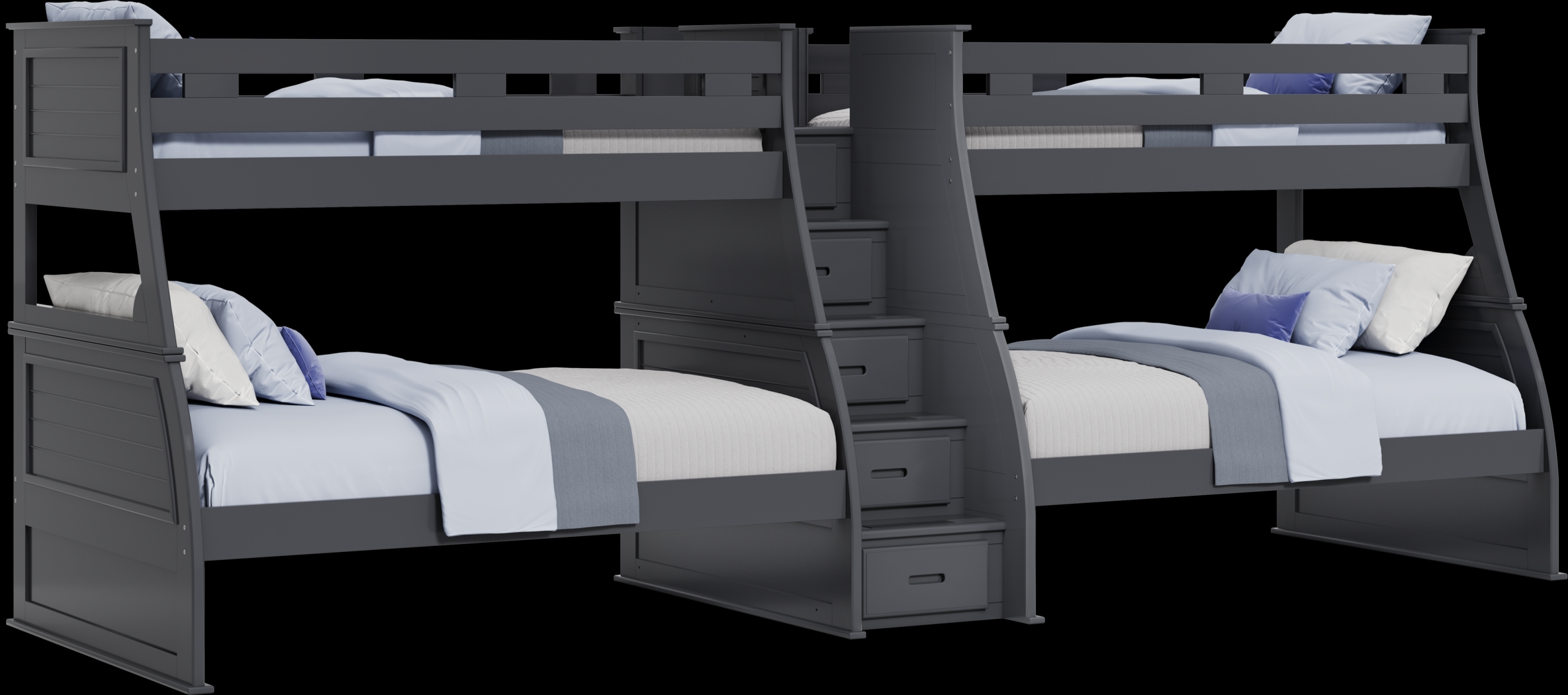 Kids Hilton Head Graphite Twin/Full Double Step Bunk - Thumbnail - Image 1