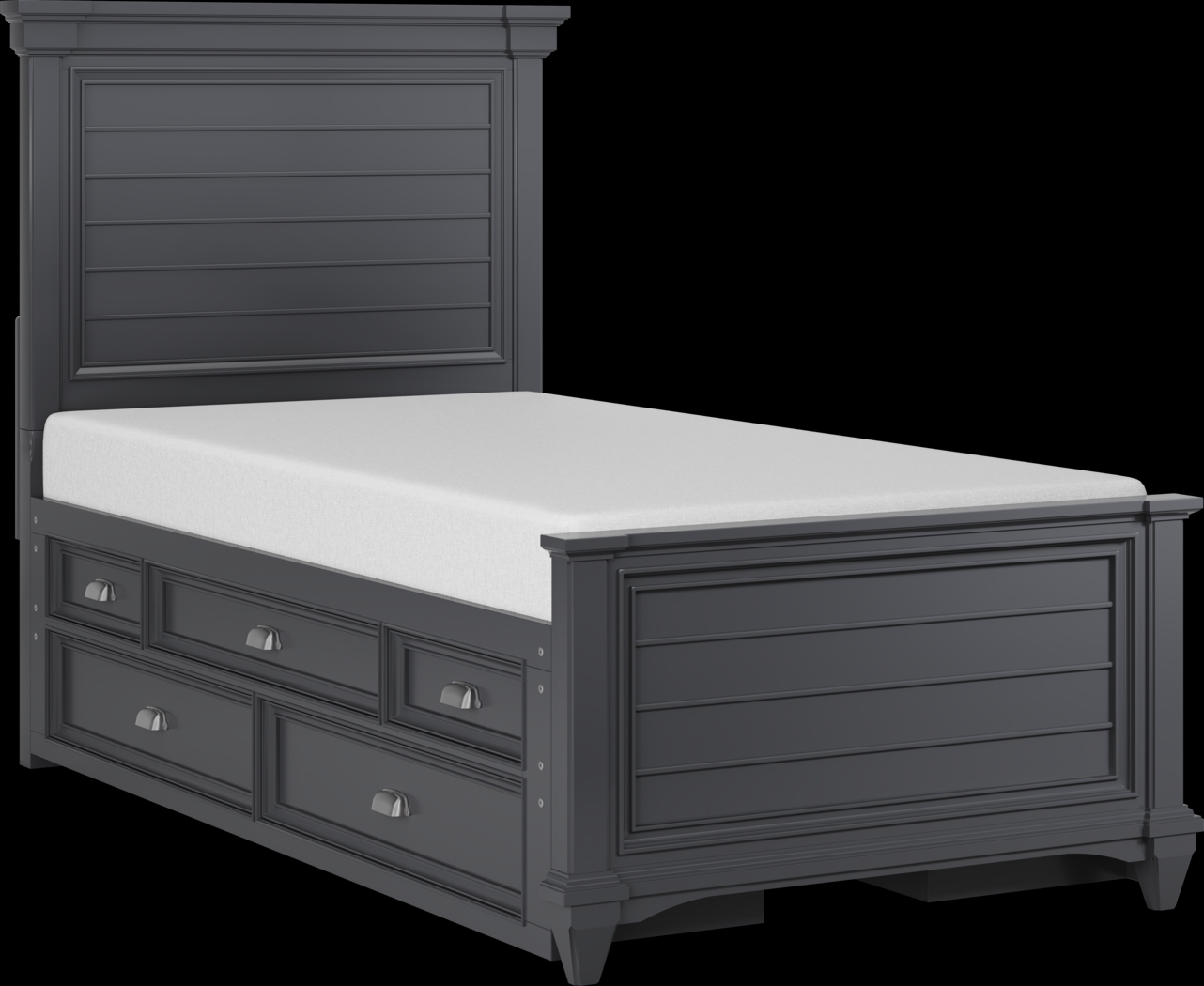 Kids Hilton Head Graphite Twin Panel Bed with Storage Side Rails - Thumbnail - Image 1