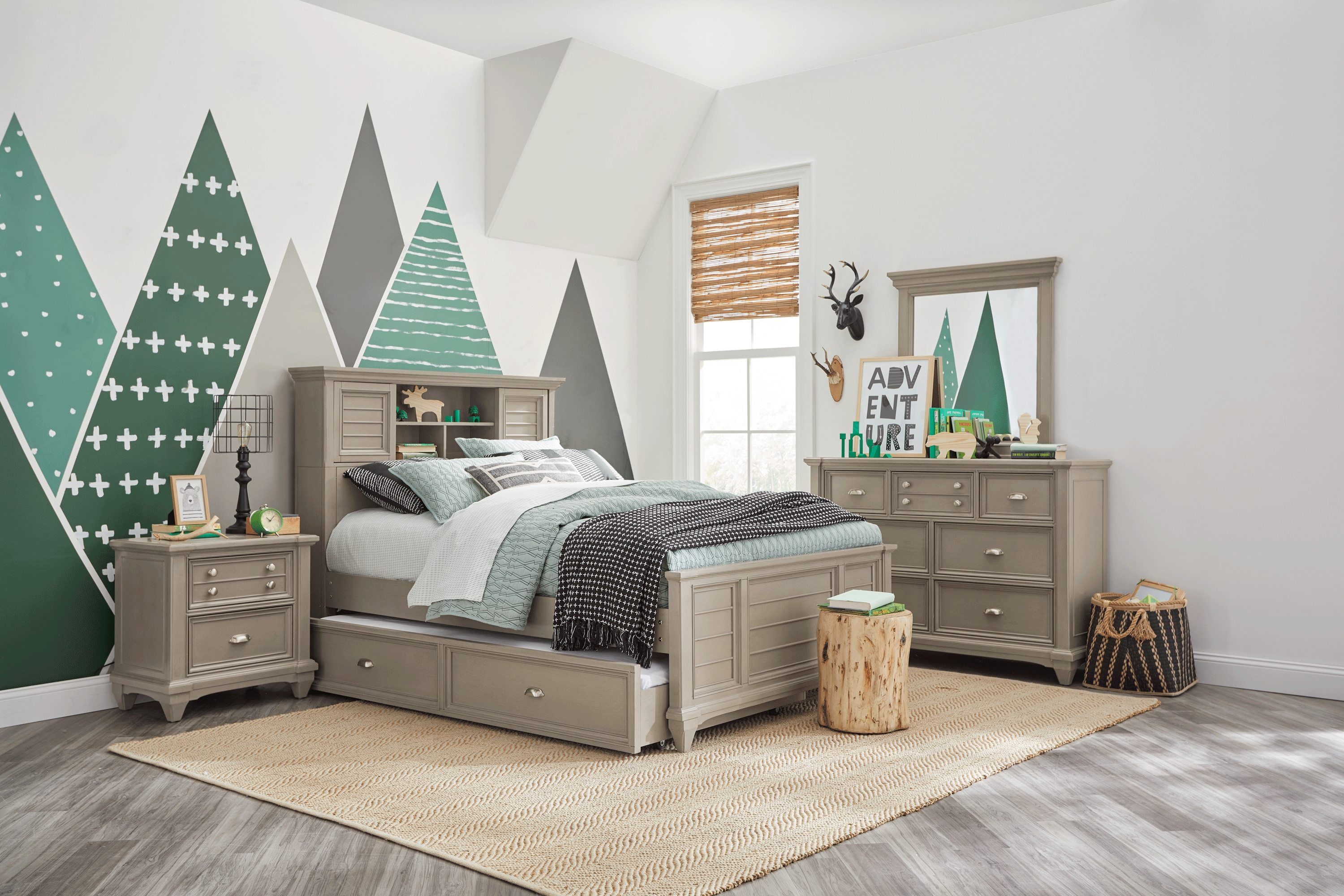 Kids Hilton Head Gray 5 Pc Full Bookcase Bedroom - Thumbnail - Image 1