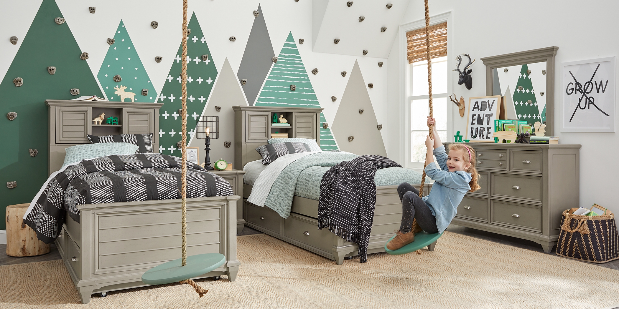 Kids Hilton Head Gray 5 Pc Full Bookcase Bedroom - Thumbnail - Image 5