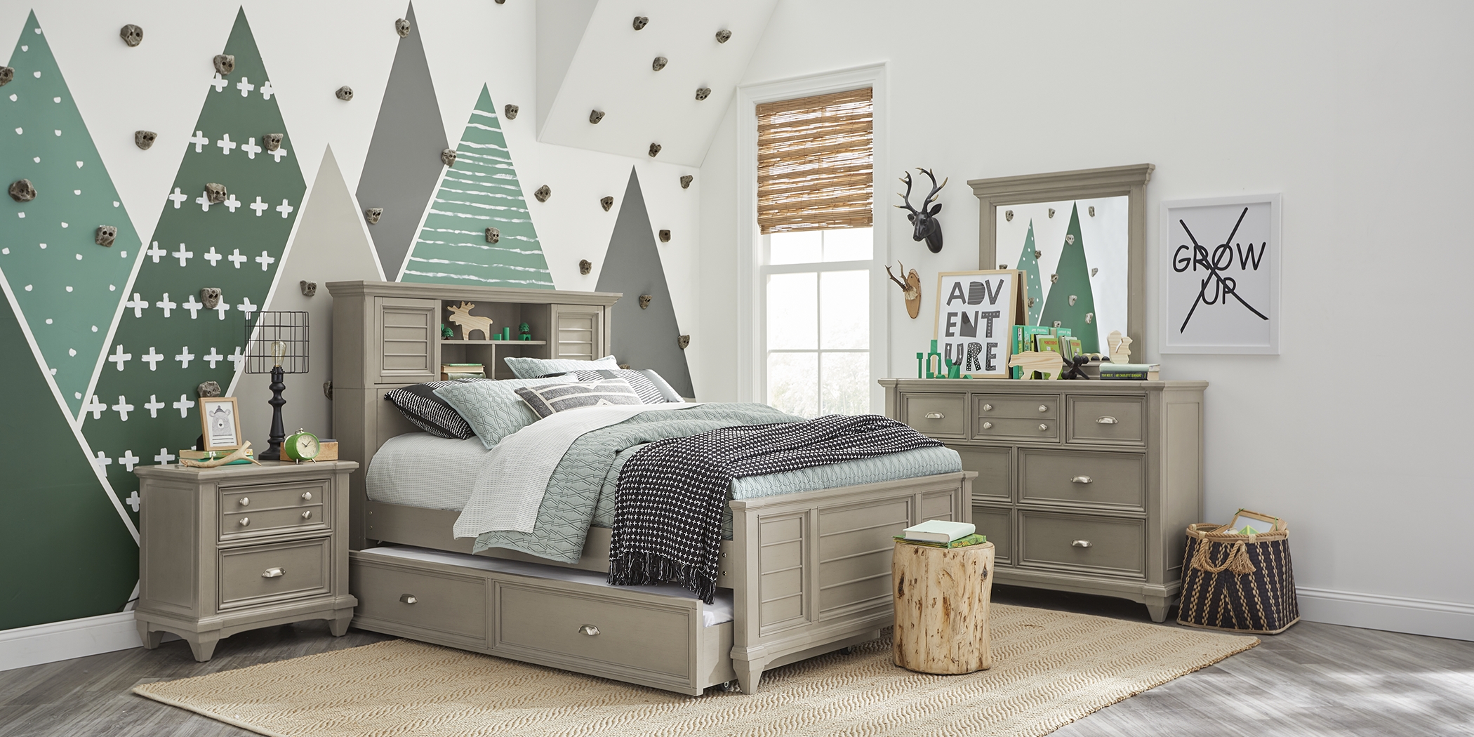 Kids Hilton Head Gray Full Bookcase Bed - Thumbnail - Image 3