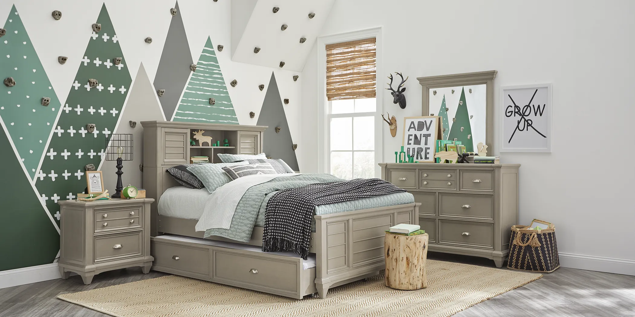 Kids Hilton Head Gray 5 Pc Twin Bookcase Bedroom - Thumbnail - Image 2