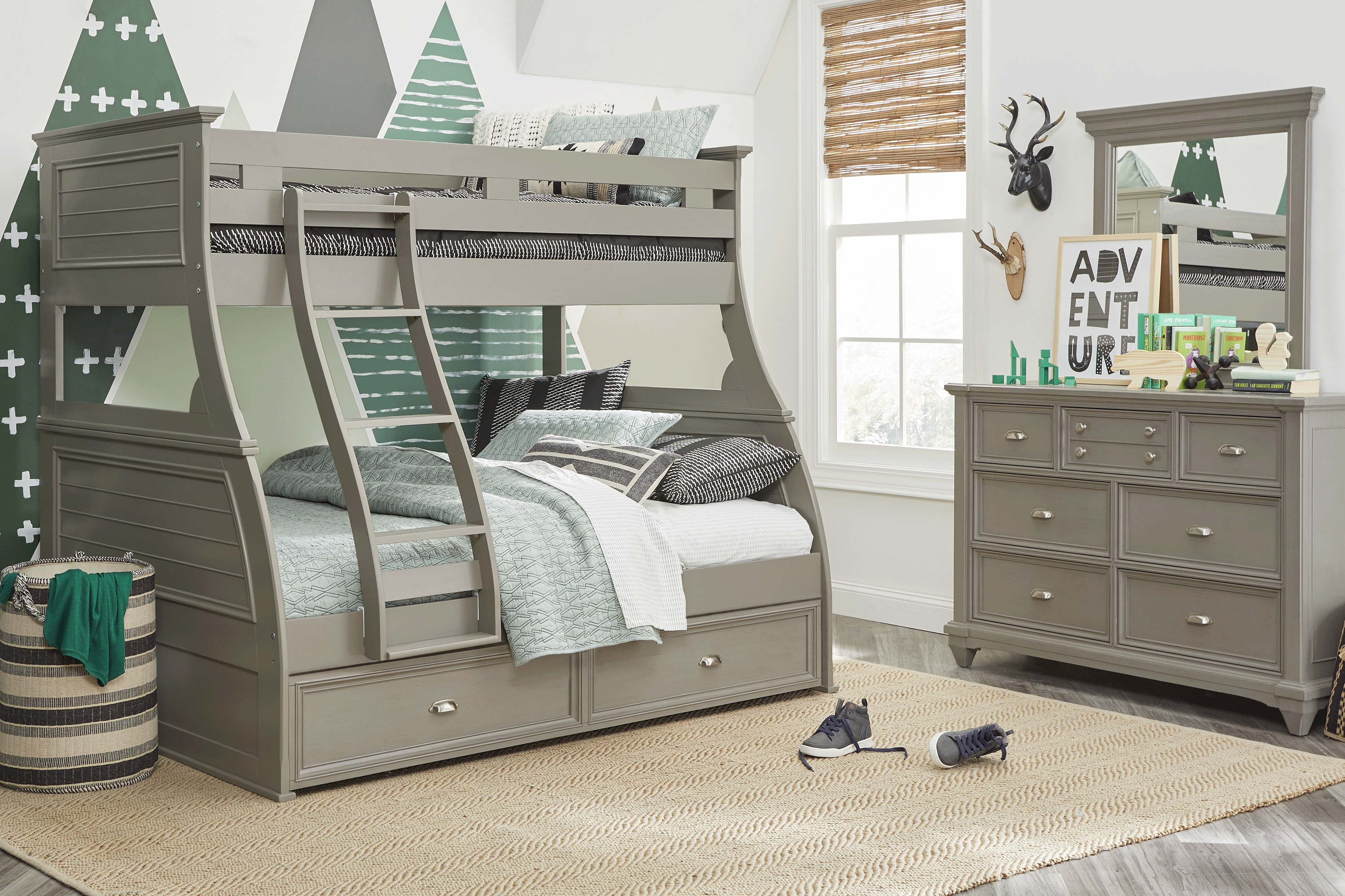 Kids Hilton Head Gray Twin/Full Bunk Bed - Thumbnail - Image 2