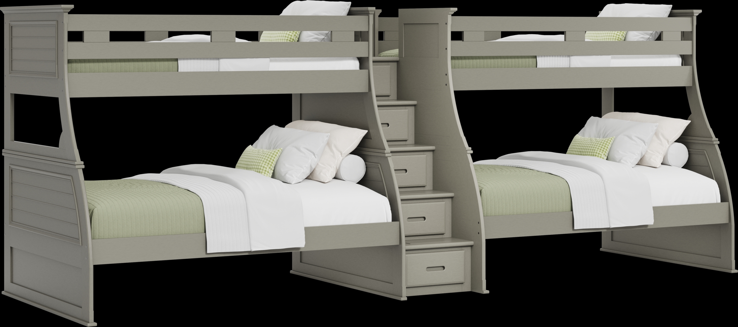 Kids Hilton Head Gray Twin/Full Double Step Bunk - Thumbnail - Image 2