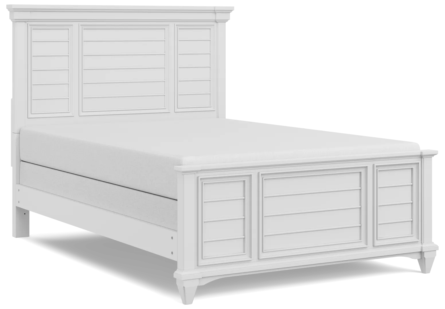 white 3 pc full panel bed