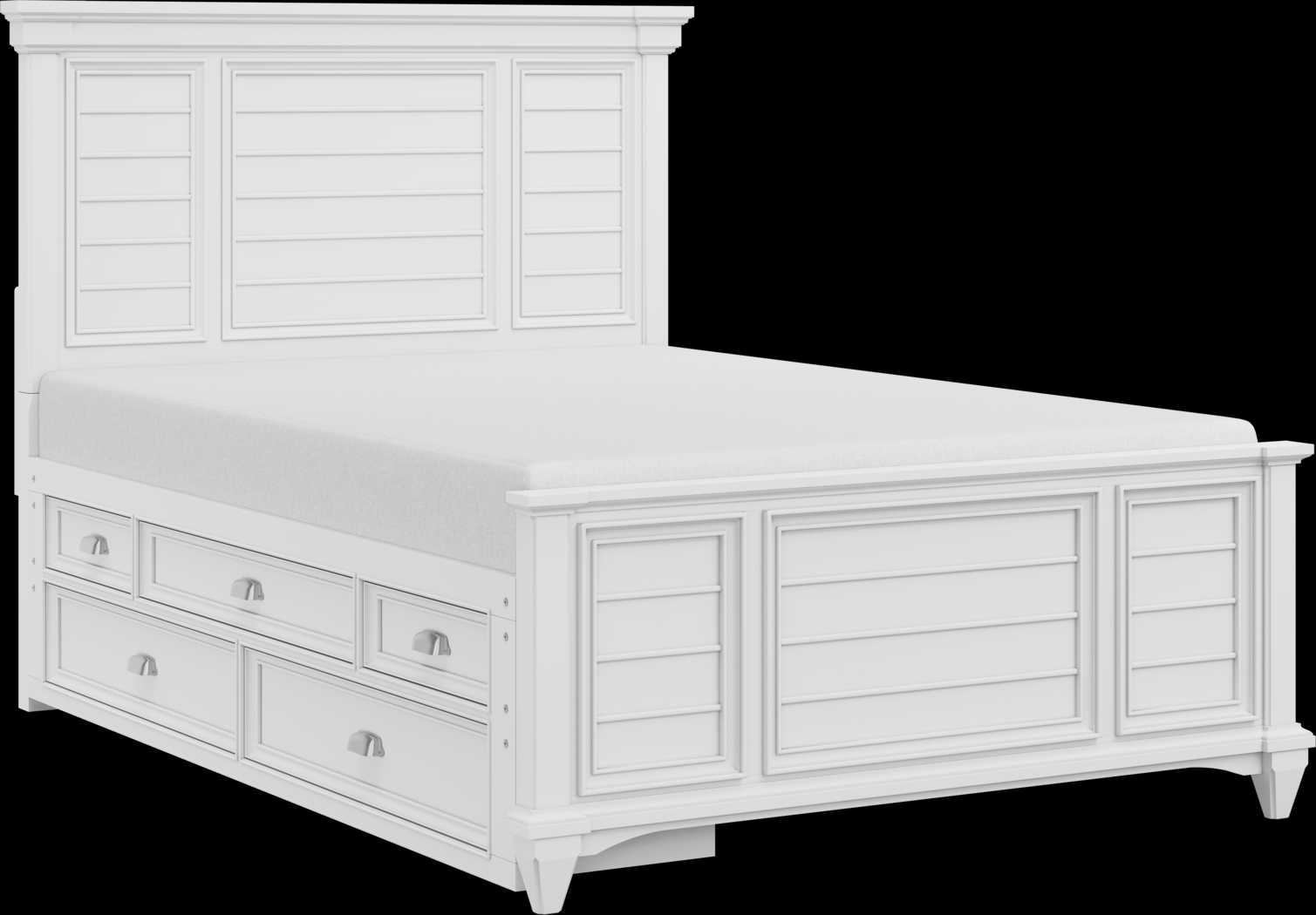 Kids Hilton Head White Full Panel Bed with Storage Side Rail - Thumbnail - Image 1