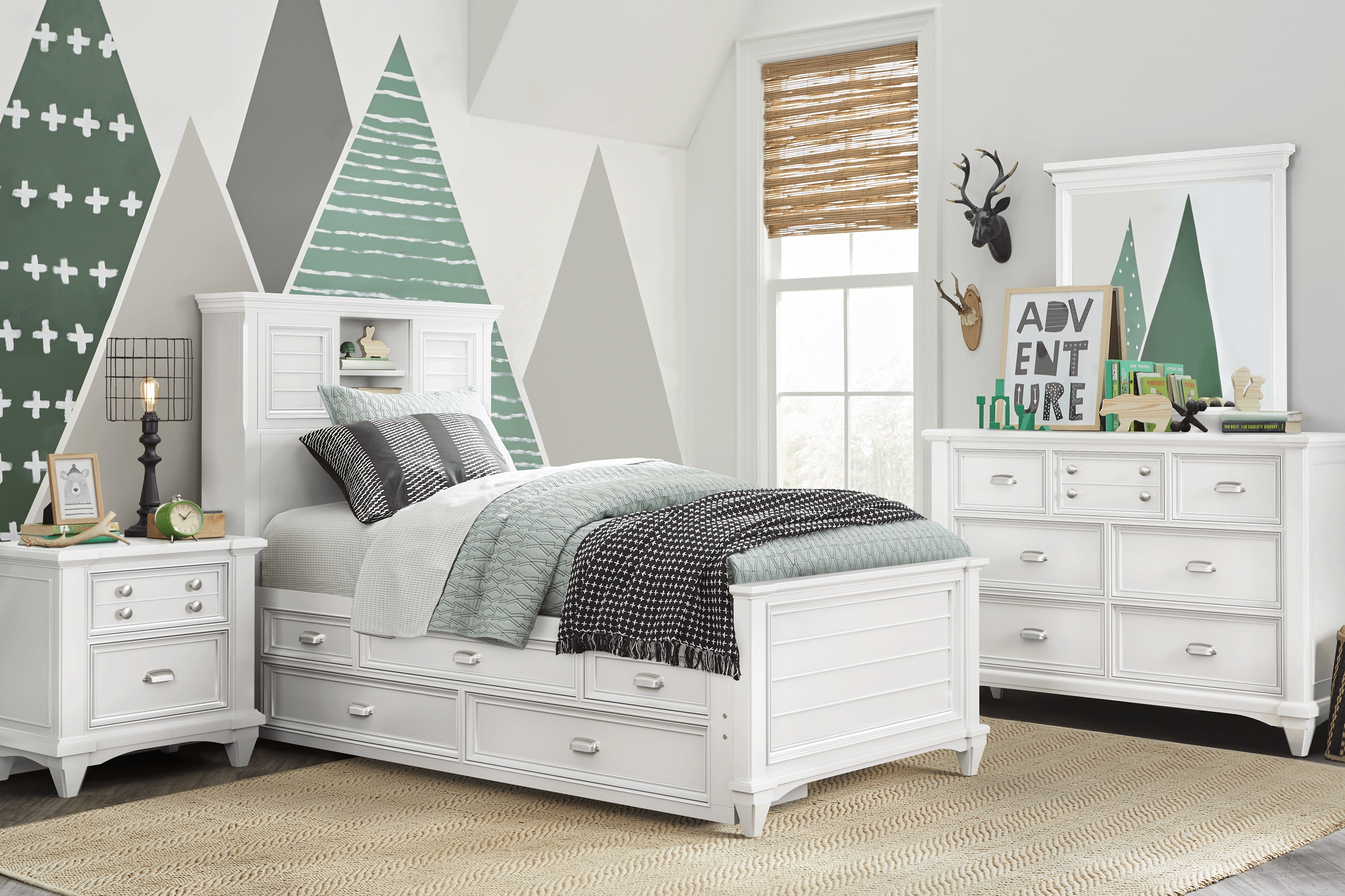 Kids Hilton Head White Twin Bookcase Bed with Storage Side Rail - Thumbnail - Image 2