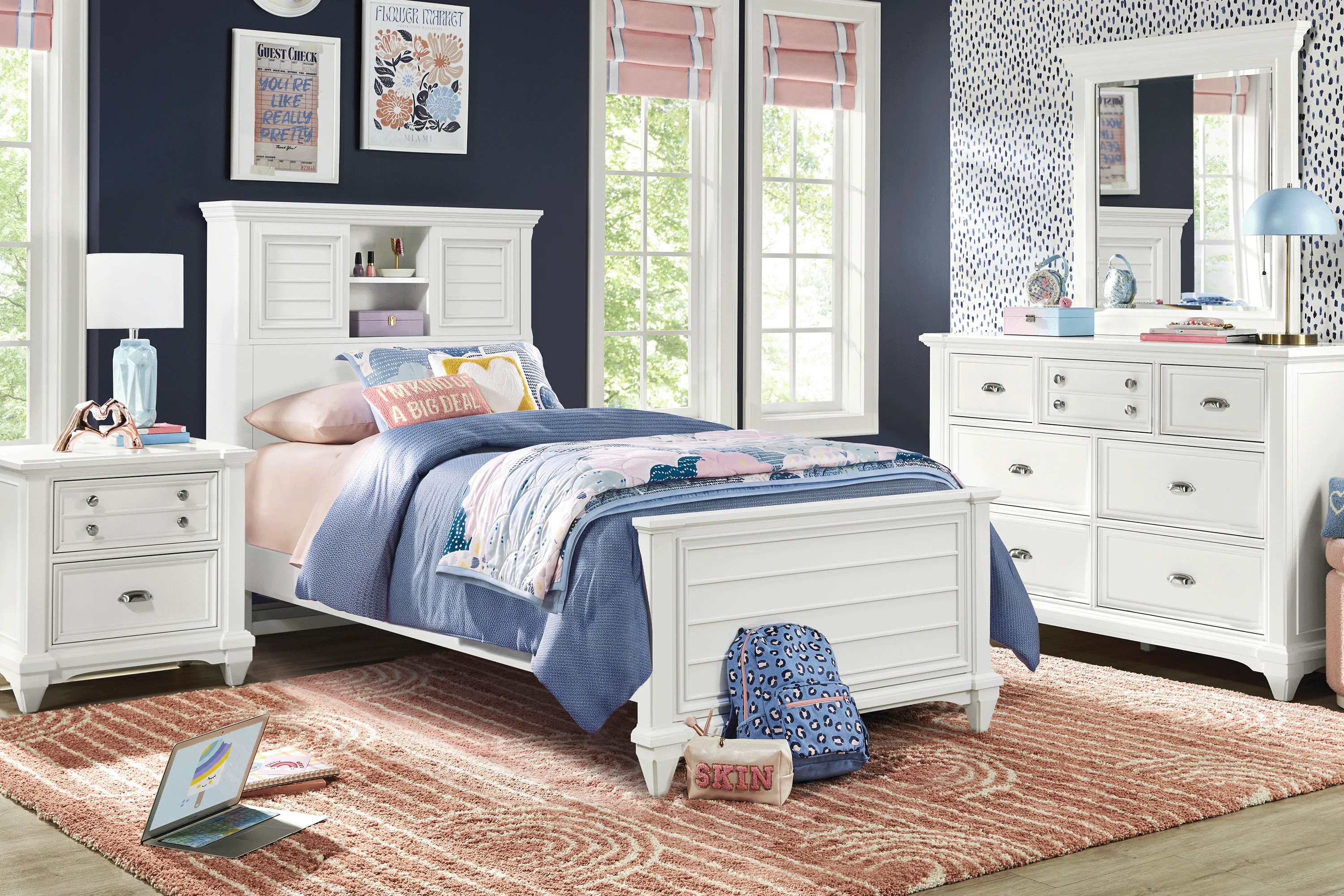 Kids Hilton Head White 5 Pc Twin Bookcase Bedroom - Image 1