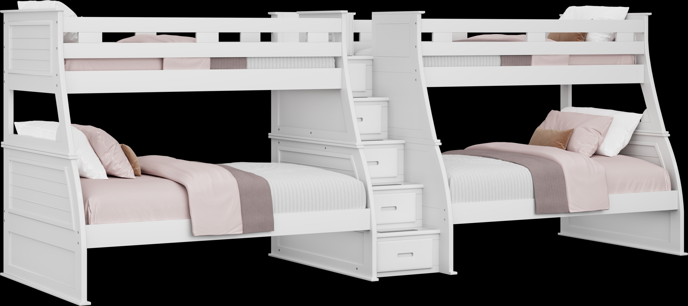 Kids Hilton Head White Twin/Full Double Step Bunk - Thumbnail - Image 1
