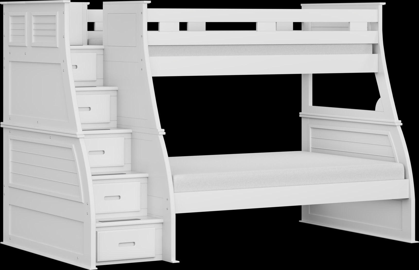 Kids Hilton Head White Twin/Full Step Bunk - Thumbnail - Image 1