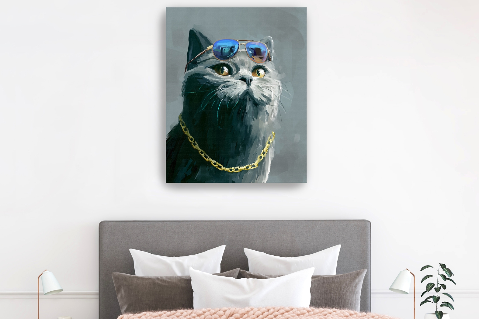 Kids Hipster Kitty II Gray Artwork - Thumbnail - Image 2