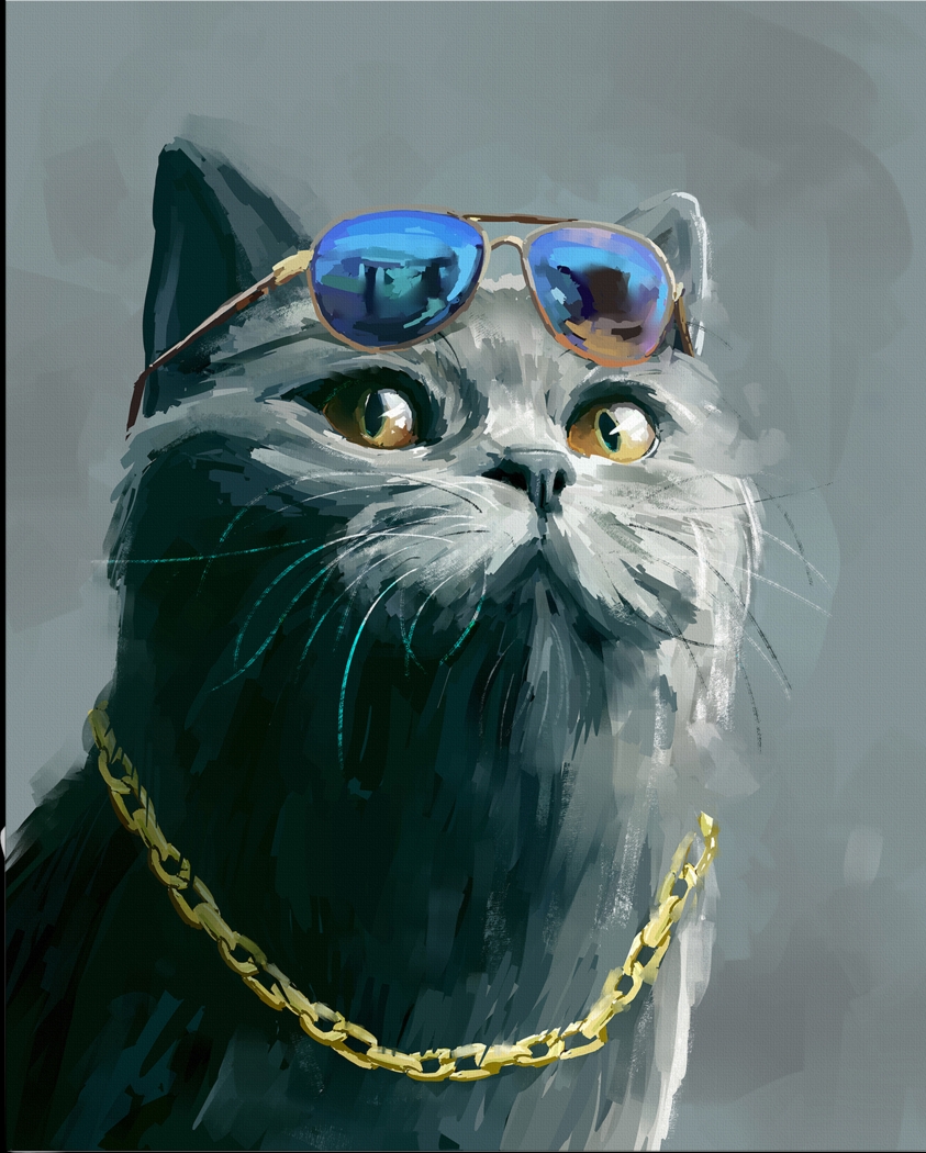 Kids Hipster Kitty II Gray Artwork - Thumbnail - Image 3