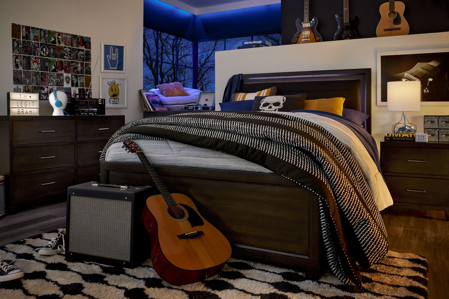 Kids Holden's Ridge Charcoal 5 Pc Full Upholstered Bedroom - Thumbnail - Image 5