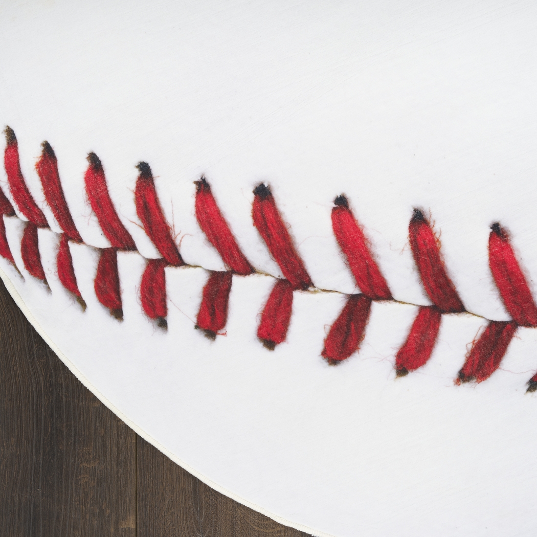 Kids Home Run White 5' Round Rug - Thumbnail - Image 3