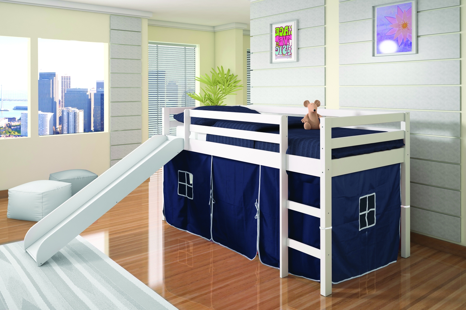 Kids Hoviespian Navy Twin Tent Loft Bed - Thumbnail - Image 2