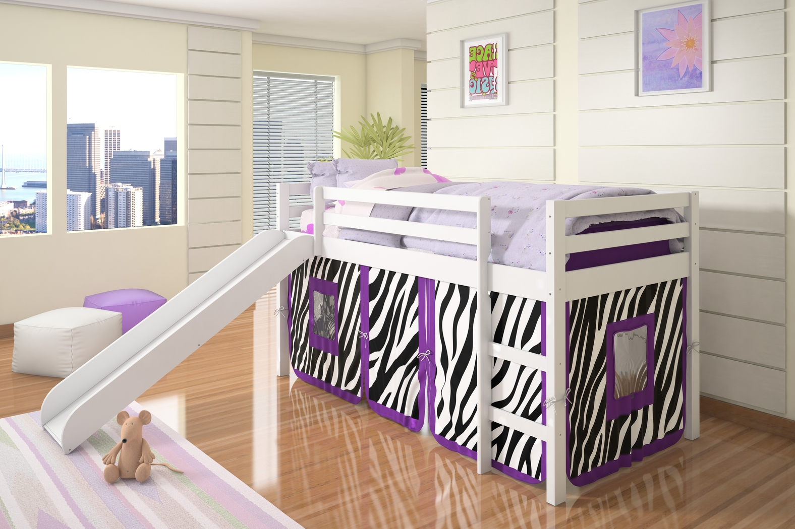 Kids Hoviespian Purple Twin Tent Loft Bed - Thumbnail - Image 2