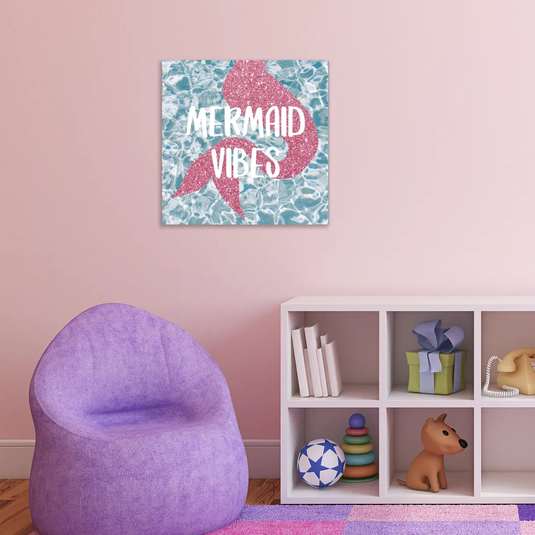 Kids In The Mermaid Vibes Blue Small Wall Art - Thumbnail - Image 3