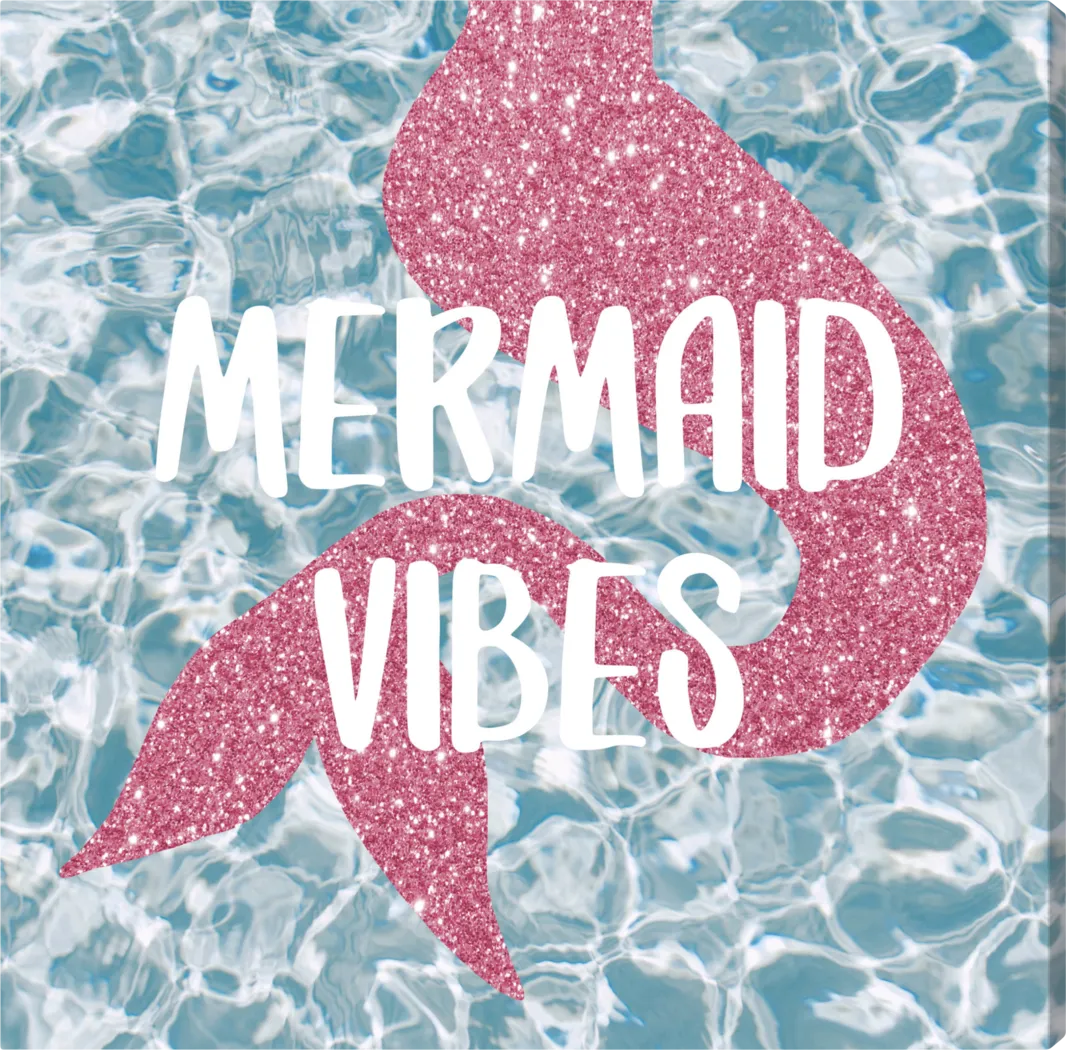 Kids In The Mermaid Vibes Blue Small Wall Art - Thumbnail - Image 1