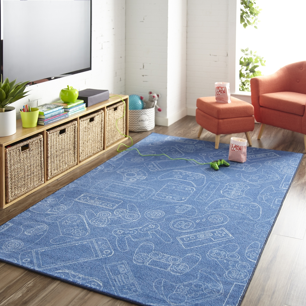 Kids Inner Gamer Blue 5' x 8' Rug - Thumbnail - Image 2