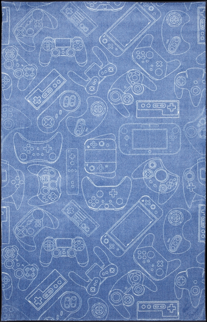 Kids Inner Gamer Blue 5' x 8' Rug - Thumbnail - Image 1